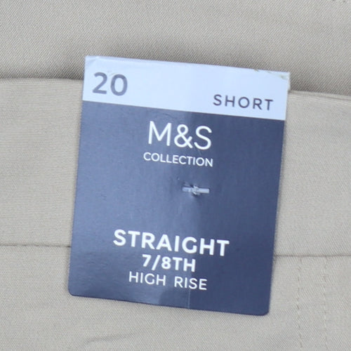 M&S Women Beige Size 20 High Rise Straight 7/8 Cropped Trousers