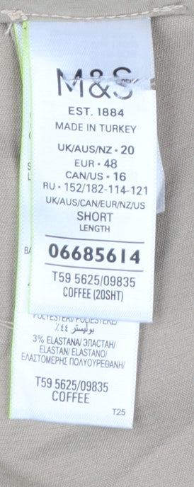 M&S Women Beige Size 20 High Rise Straight 7/8 Cropped Trousers