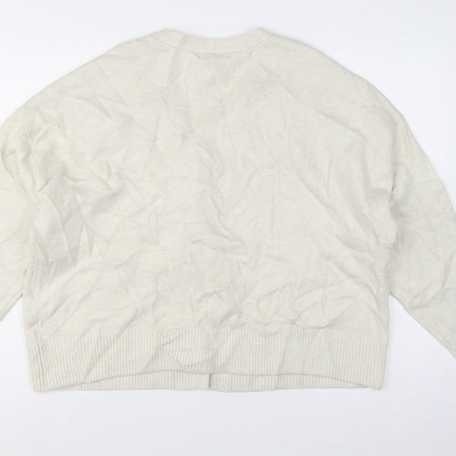 Marks and Spencer Women Ivory L V-Neck Button Pocket Cardigan