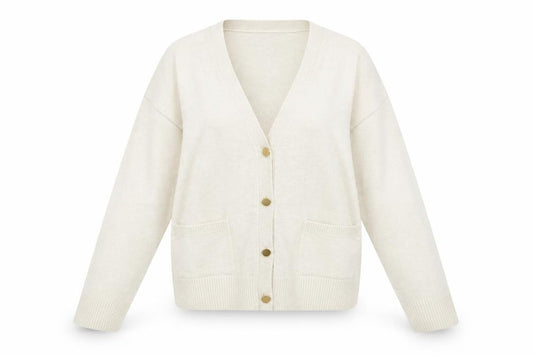 Marks and Spencer Women Ivory L V-Neck Button Pocket Cardigan
