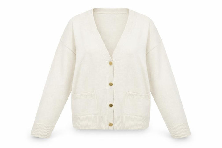 Marks and Spencer Women Ivory L V-Neck Button Pocket Cardigan