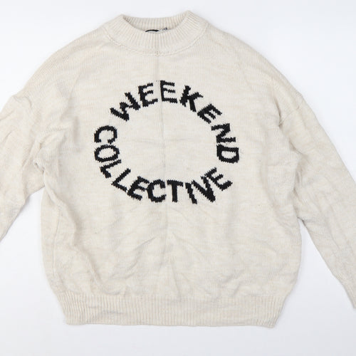 ASOS Design Women Ivory UK 8 Weekend Chunky Knit Pullover Jumper