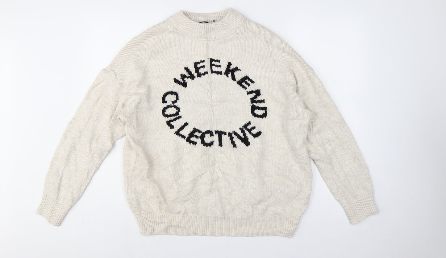 ASOS Design Women Ivory UK 8 Weekend Chunky Knit Pullover Jumper