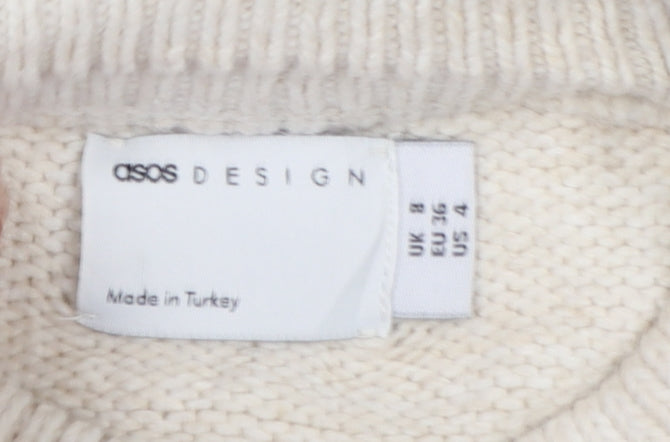 ASOS Design Women Ivory UK 8 Weekend Chunky Knit Pullover Jumper