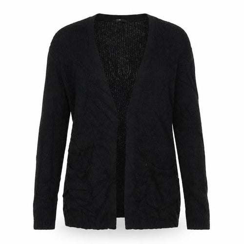 Uniqlo Women Black S Open Knit V-Neck Long Sleeve Cardigan