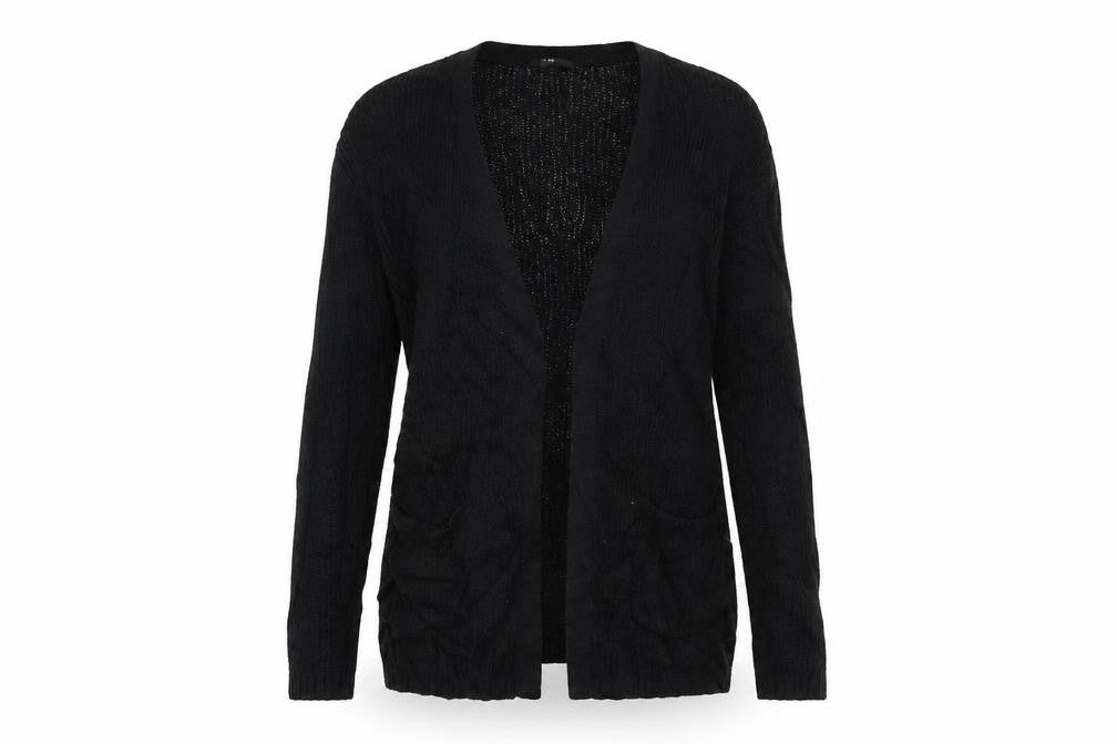 Uniqlo Women Black S Open Knit V-Neck Long Sleeve Cardigan