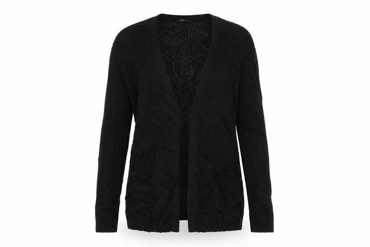Uniqlo Women Black S Open Knit V-Neck Long Sleeve Cardigan