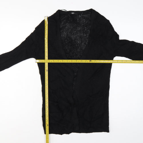 Uniqlo Women Black S Open Knit V-Neck Long Sleeve Cardigan