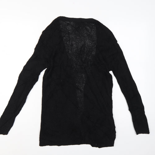 Uniqlo Women Black S Open Knit V-Neck Long Sleeve Cardigan