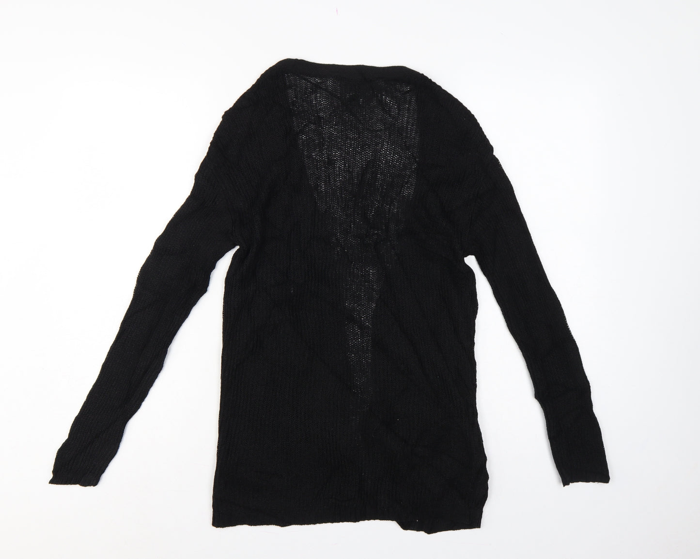 Uniqlo Women Black S Open Knit V-Neck Long Sleeve Cardigan