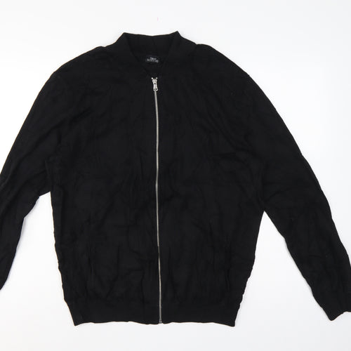 Next Men’s Black L Full Zip Cable-Knit Cotton Jumper