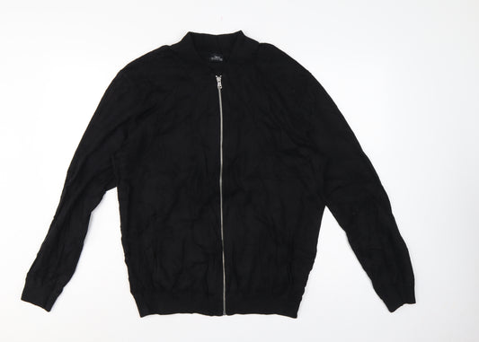 Next Men’s Black L Full Zip Cable-Knit Cotton Jumper
