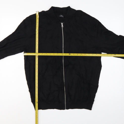 Next Men’s Black L Full Zip Cable-Knit Cotton Jumper
