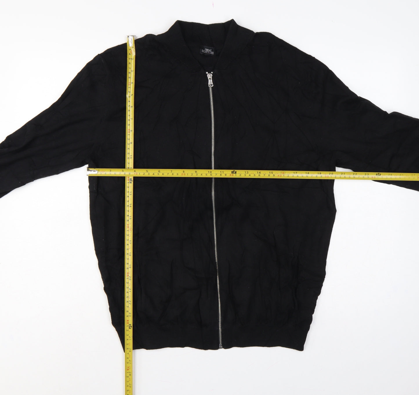 Next Men’s Black L Full Zip Cable-Knit Cotton Jumper