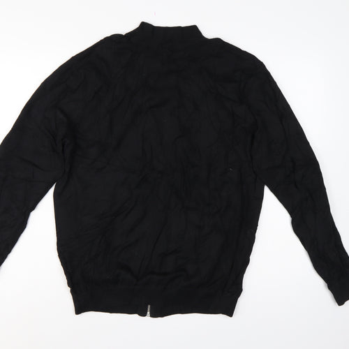 Next Men’s Black L Full Zip Cable-Knit Cotton Jumper