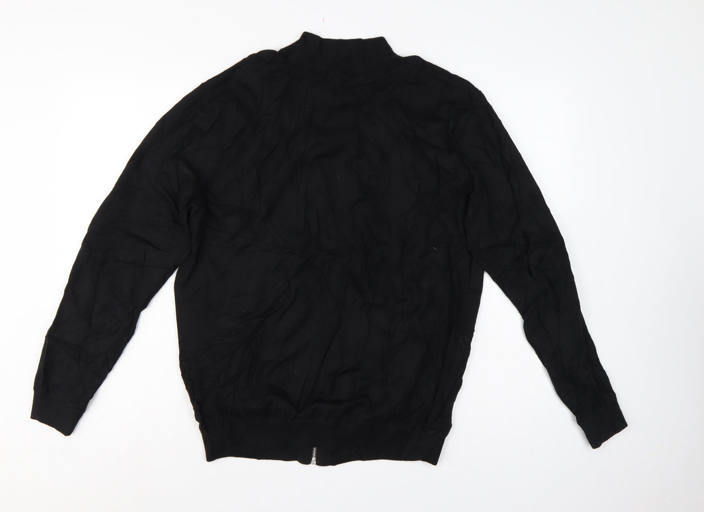 Next Men’s Black L Full Zip Cable-Knit Cotton Jumper