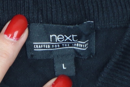 Next Men’s Black L Full Zip Cable-Knit Cotton Jumper