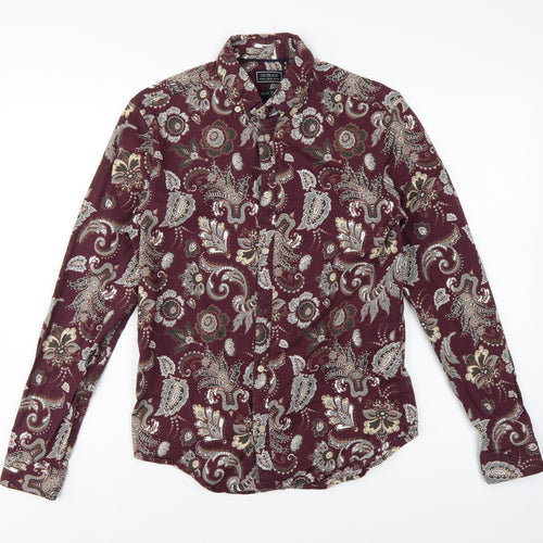 Outrage London Men's Red Paisley Stretch Cotton Slim Shirt S