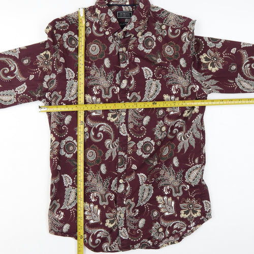 Outrage London Men's Red Paisley Stretch Cotton Slim Shirt S
