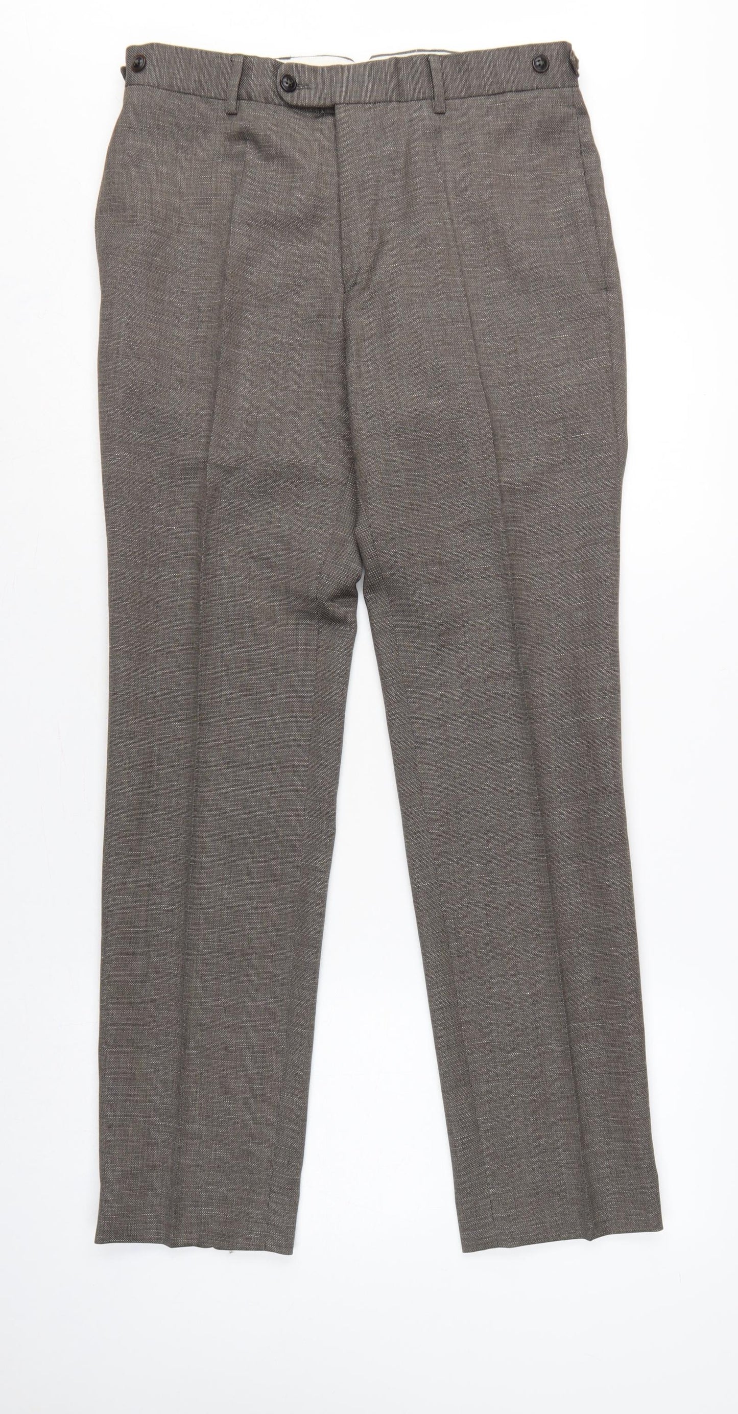 John Lewis & Co Men’s Grey 32 Wool Linen Pleated Dress Trousers