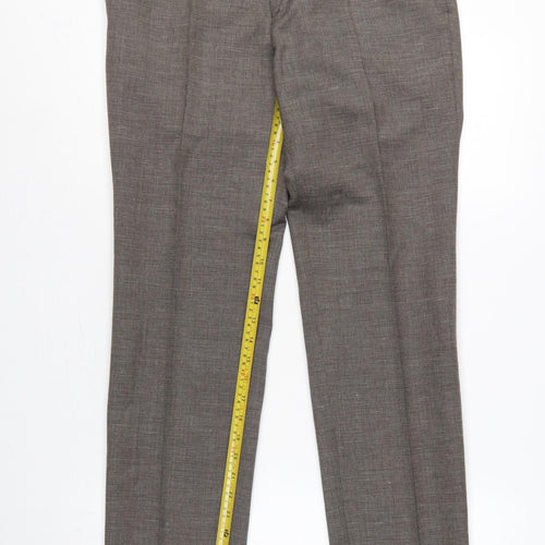 John Lewis & Co Men’s Grey 32 Wool Linen Pleated Dress Trousers