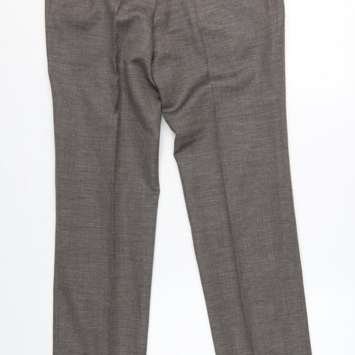 John Lewis & Co Men’s Grey 32 Wool Linen Pleated Dress Trousers