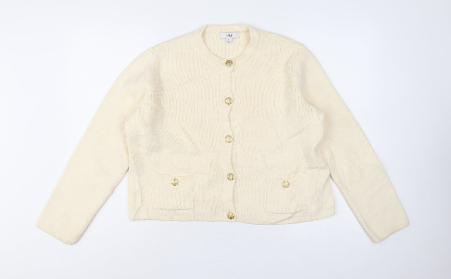 Marks and Spencer Women’s Ivory M Button Pocket Knit Cardigan