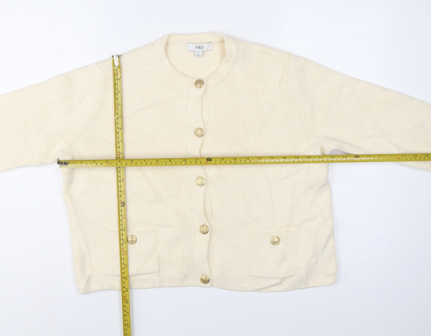 Marks and Spencer Women’s Ivory M Button Pocket Knit Cardigan