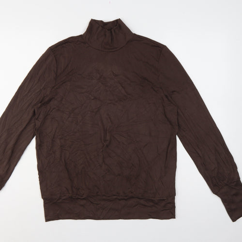 YAYA Women Brown L Roll Neck Long Sleeve Modal Jersey Top