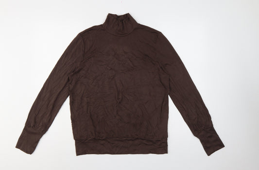 YAYA Women Brown L Roll Neck Long Sleeve Modal Jersey Top