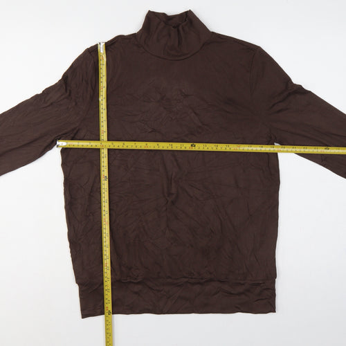 YAYA Women Brown L Roll Neck Long Sleeve Modal Jersey Top