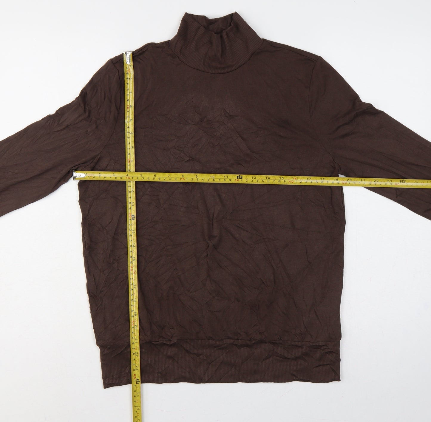 YAYA Women Brown L Roll Neck Long Sleeve Modal Jersey Top