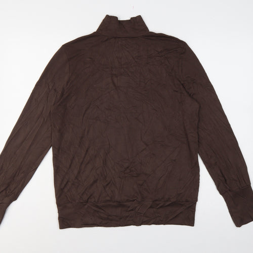 YAYA Women Brown L Roll Neck Long Sleeve Modal Jersey Top