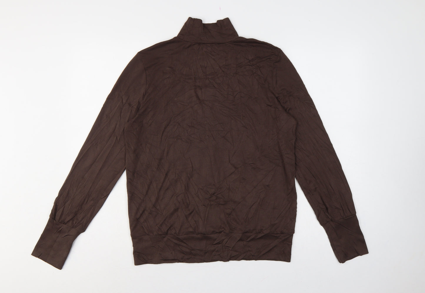YAYA Women Brown L Roll Neck Long Sleeve Modal Jersey Top