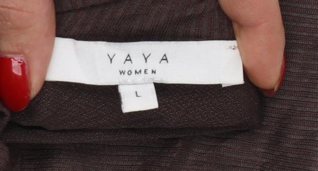 YAYA Women Brown L Roll Neck Long Sleeve Modal Jersey Top