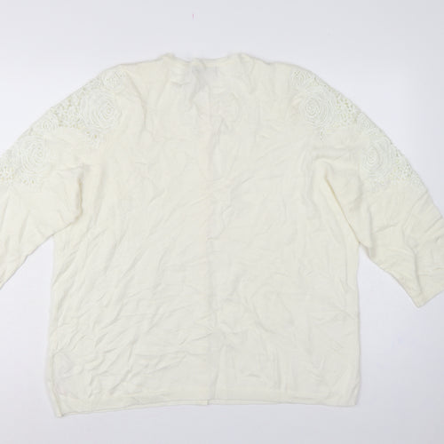 Bonmarché Women’s Ivory L Lace Floral 3/4 Sleeve Cardigan