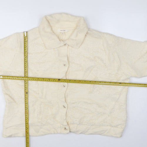 Per Una Women Ivory L Collared Button Chunky Knit Cardigan