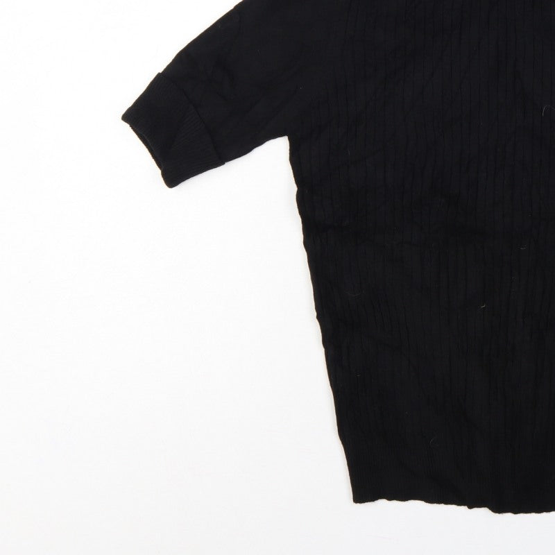 Quiz Women’s Black S Cable Knit Roll Neck Tunic Jumper