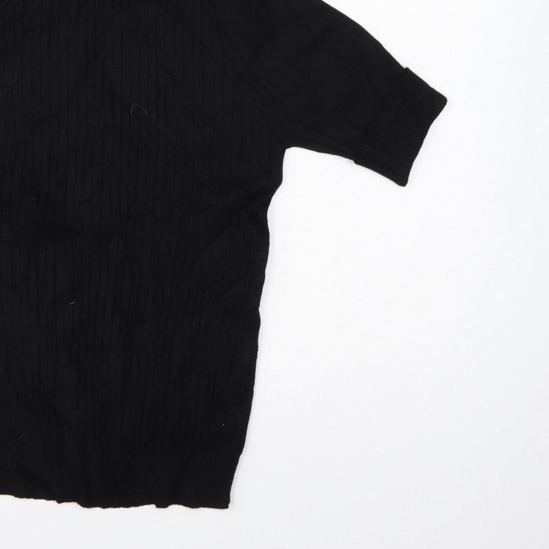 Quiz Women’s Black S Cable Knit Roll Neck Tunic Jumper