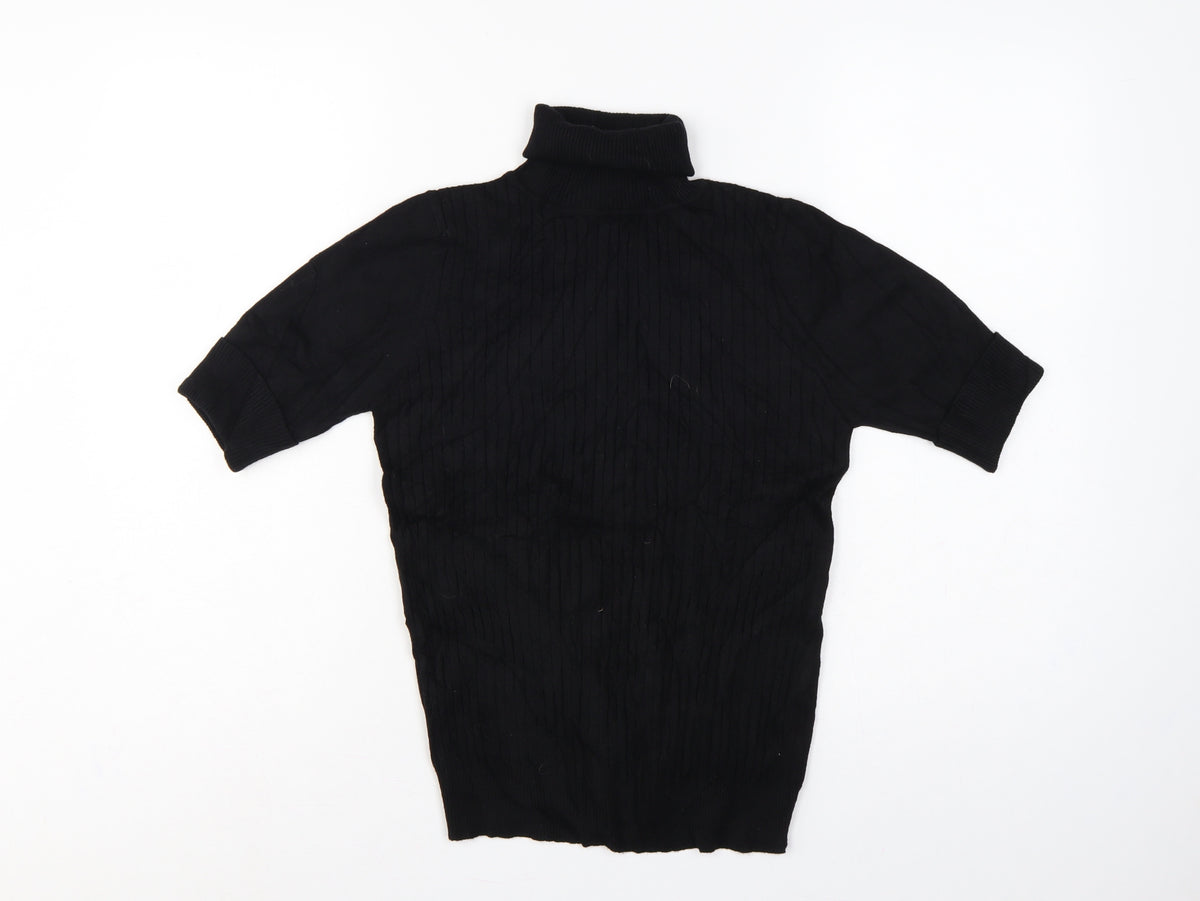 Quiz Women’s Black S Cable Knit Roll Neck Tunic Jumper