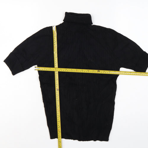 Quiz Women’s Black S Cable Knit Roll Neck Tunic Jumper