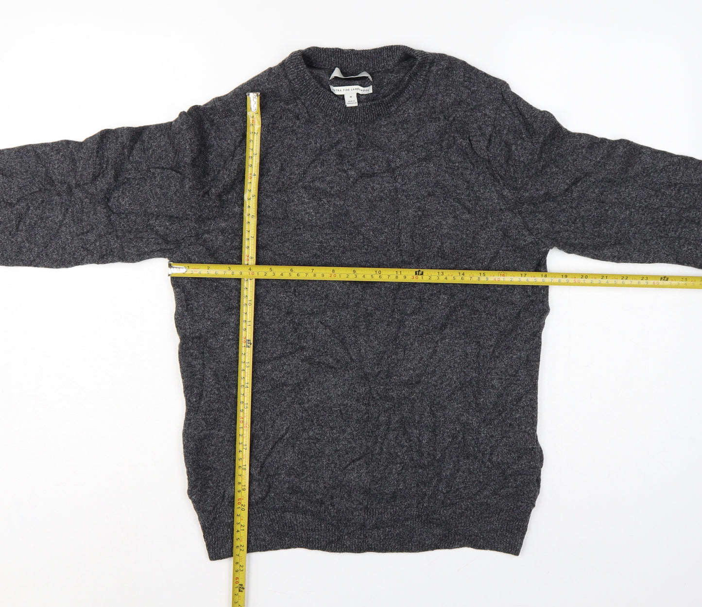 Marks & Spencer Men Grey M Lambswool Crew Neck Pullover Jumper