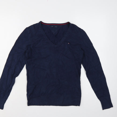 Tommy Hilfiger Men’s Blue M V-Neck Cotton Knit Pullover Jumper