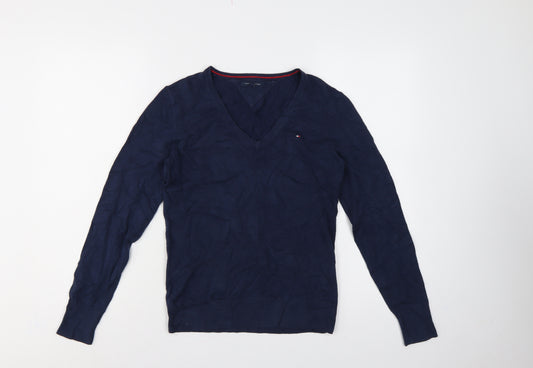 Tommy Hilfiger Men’s Blue M V-Neck Cotton Knit Pullover Jumper