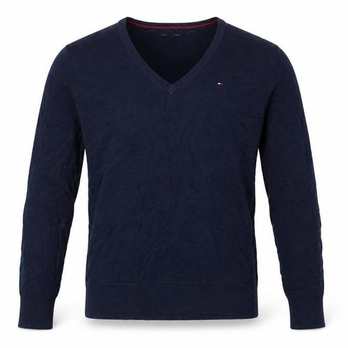Tommy Hilfiger Men’s Blue M V-Neck Cotton Knit Pullover Jumper