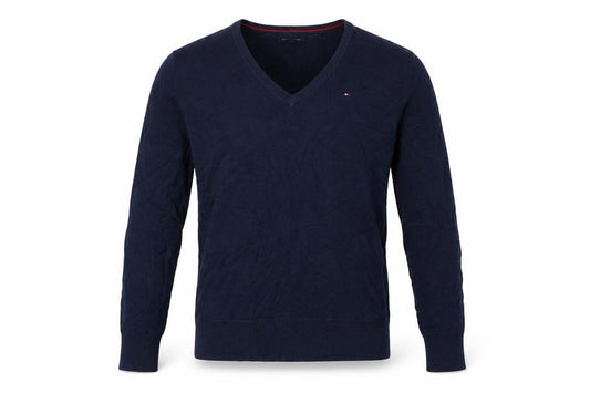 Tommy Hilfiger Men’s Blue M V-Neck Cotton Knit Pullover Jumper