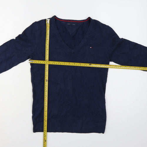 Tommy Hilfiger Men’s Blue M V-Neck Cotton Knit Pullover Jumper