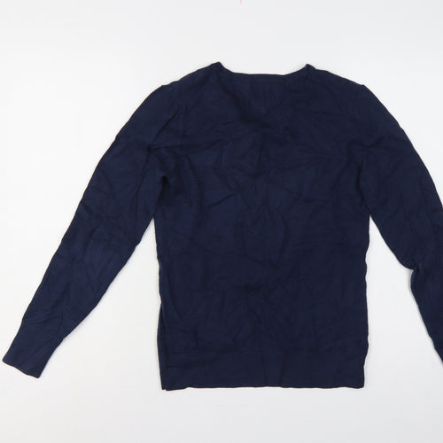 Tommy Hilfiger Men’s Blue M V-Neck Cotton Knit Pullover Jumper