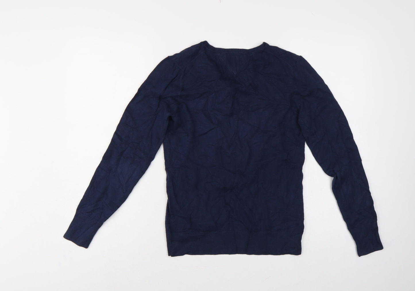 Tommy Hilfiger Men’s Blue M V-Neck Cotton Knit Pullover Jumper