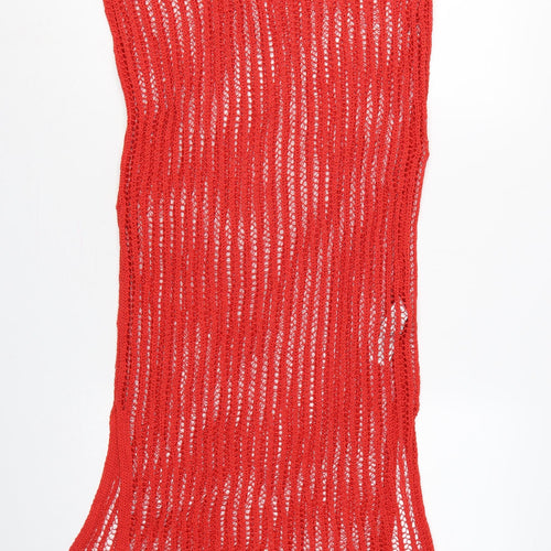 Marks and Spencer Women Red M Open Knit Sheer Maxi Beach Dress